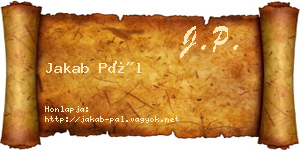 Jakab Pál névjegykártya